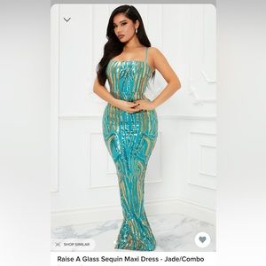Fashion Nova Raise A Glass Sequin Maci Dress- Jade/Combo